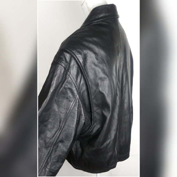 Guess black genuine leather zip up jacket - Picture 4 of 8